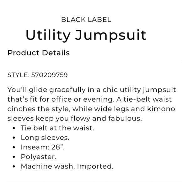 NWT$179 CHICO’s Black Label Midnight Moss Utility Jumpsuit Size 1.5 - Picture 15 of 16